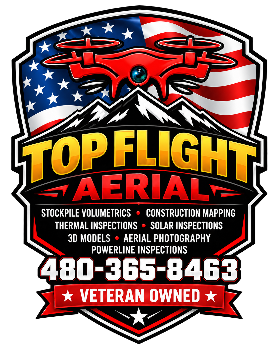 Top Flight Aerial — Veteran Owned drone services badge